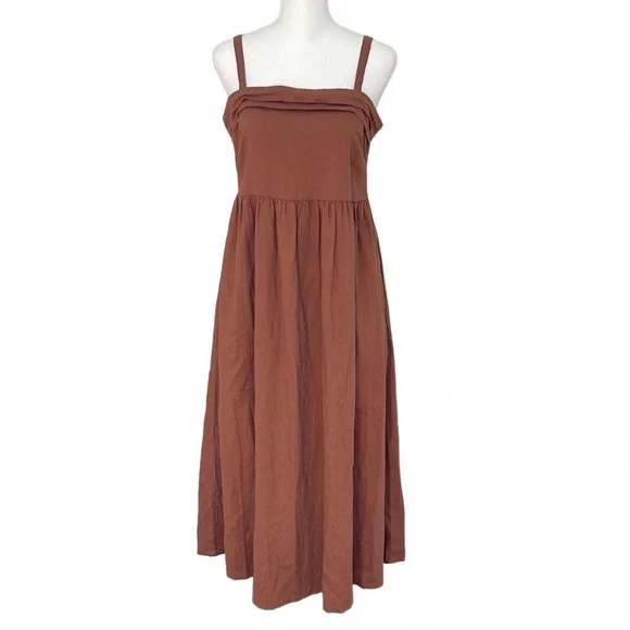 NWT Joie Rust Linen Midi Dress - Picture 1 of 4